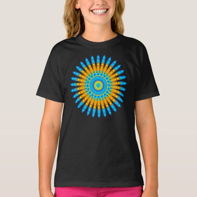 Camiseta Design- 68567, de cor azul geométrica (Frente)