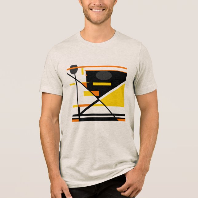 Camiseta Design Abstrativo Contemporâneo Dourado Laranja Pr (Frente)