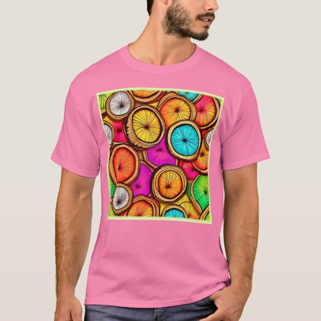 Camiseta Design abstrato da fatia de coco vibrante (Frente)