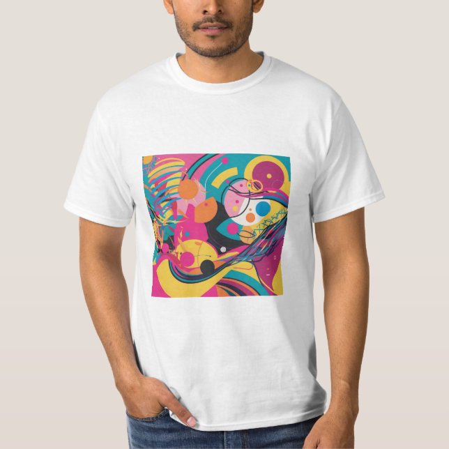 Camiseta Design abstrato de arte vibrante (Frente)