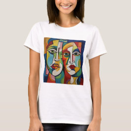 Camiseta Design abstrato de camiseta, cubismo, rostos color