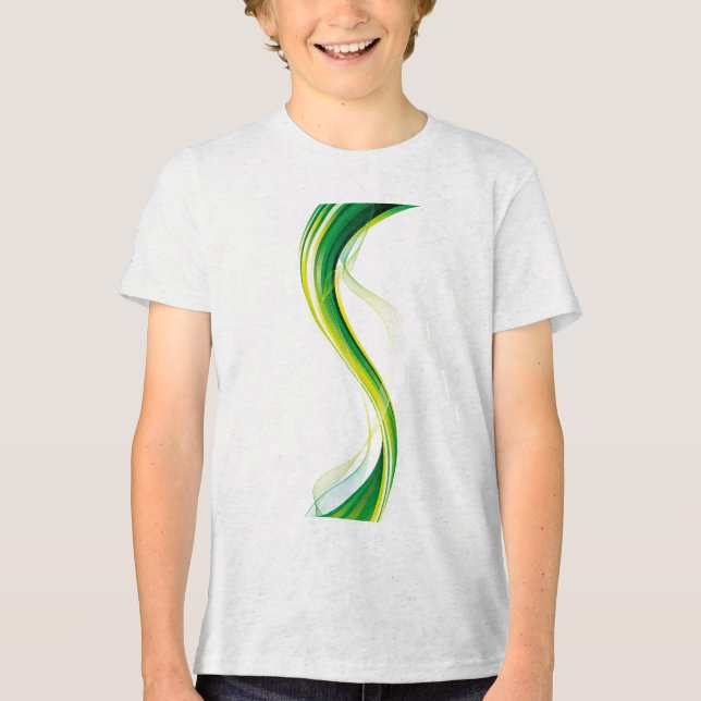 Camiseta Design abstrato de onda verde vertical-34534 (Frente)