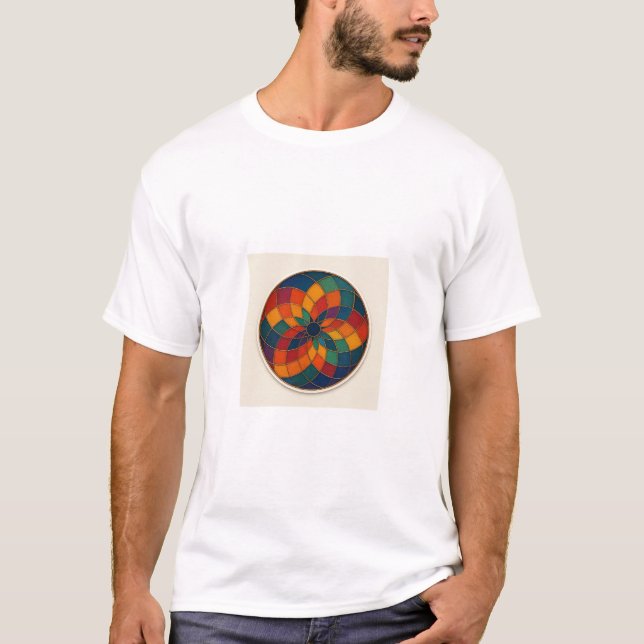 Camiseta Design abstrato de várias cores. (Frente)