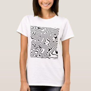 Camiseta Design abstrato do espiral líquido branco preto