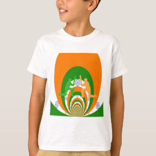 Camiseta Design Abstrato do Espírito de Críquete da Índia