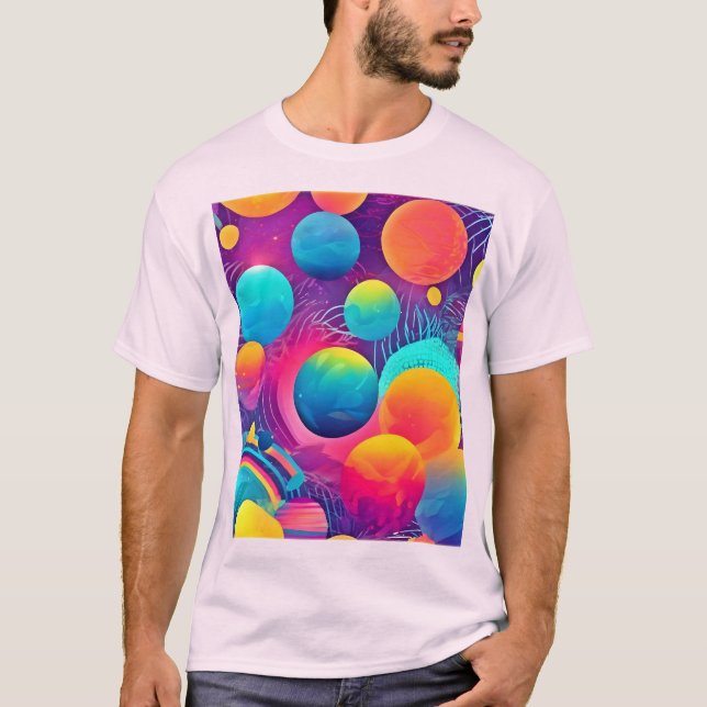 Camiseta Design abstrato do Neon Cosmos (Frente)