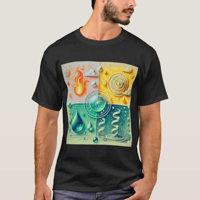 Camiseta design abstrato equilíbrio elemental 2026 (Frente)