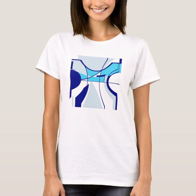 Camiseta Design abstrato inspirado na MCM de Cinza azul (Frente)