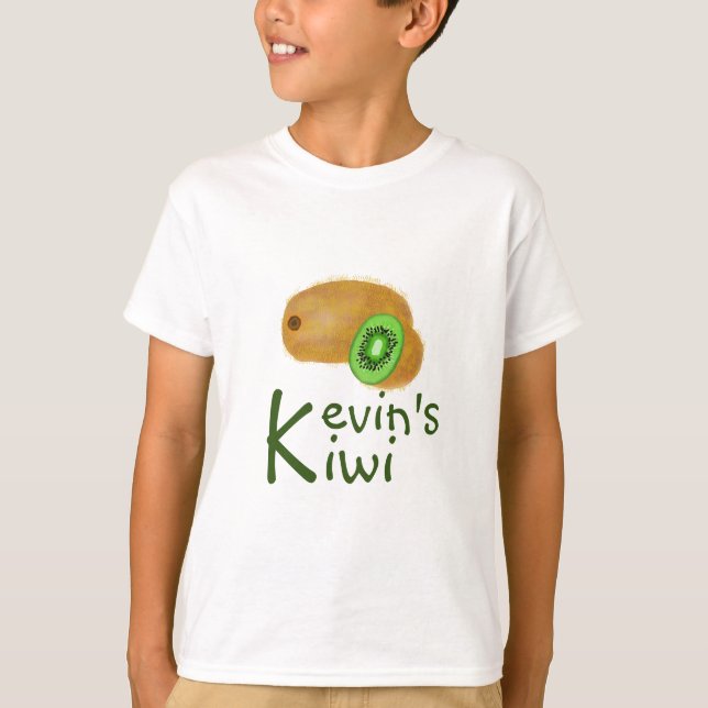 Camiseta Design Adorável de Kiwi com 'K' inicial (Frente)