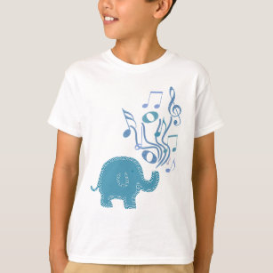 Camiseta design afortunado do elefante das notas musicais