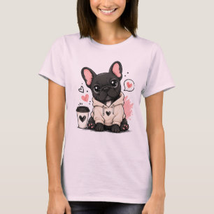 Camiseta Design Amante de Café, Presente de Cachorrinho Fof