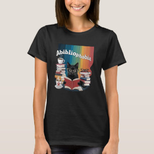 Camiseta Design Amante de Livros Abibliophobia com Gato Len