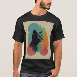 Camiseta Design artística vibrante para gatos pret