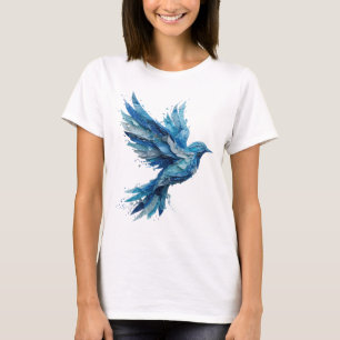 Camiseta Design Artístico em Prata Ave Aquática