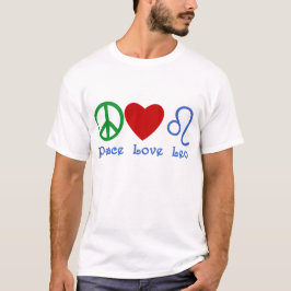 Camiseta Design astrológico de Leo do amor da paz
