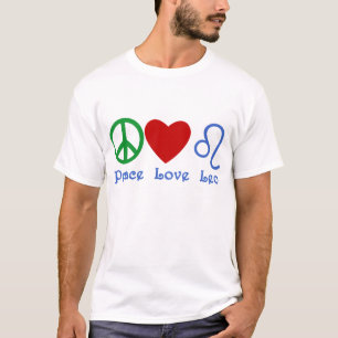 Camiseta Design astrológico de Leo do amor da paz