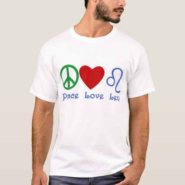 Camiseta Design astrológico de Leo do amor da paz (Frente)