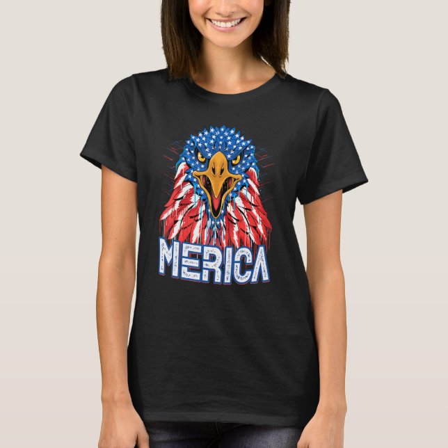 Camiseta Design Bald Eagle Mullet, 4 De Julho (Frente)