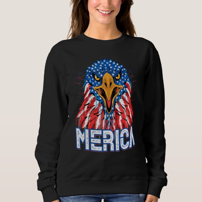 Camiseta Design Bald Eagle Mullet, 4 De Julho (Frente)