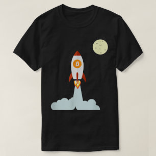 Camiseta Design Bitcoin Foguete Para A Lua