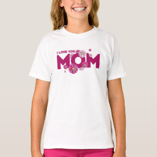 Camiseta Design Bonita Adoro SMS da Mãe para Dia de as mães