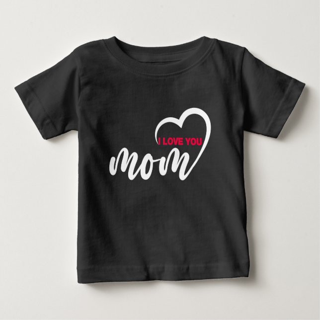 Camiseta Design Bonita Texto Que Te Amo Mãe Com Coração (Frente)