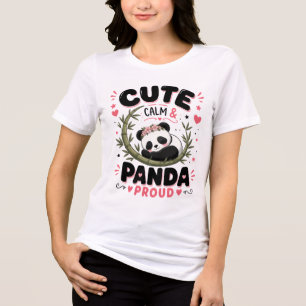 Camiseta Design Calmo de Panda Fofo Arte para Amantes de