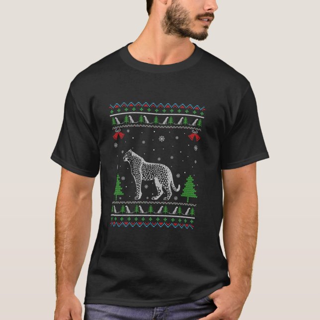 Camiseta Design Cheetah Ugly Christmas Sweater Fu (Frente)