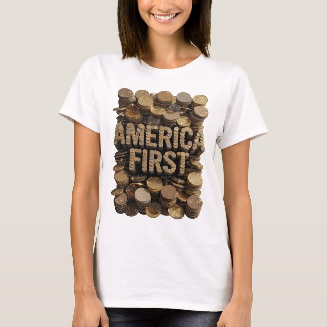 Camiseta Design Chic Gold PRIMEIRO A AMÉRICA (Frente)