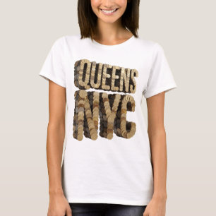 Camiseta Design Chic Gold QUEENS NYC Citação