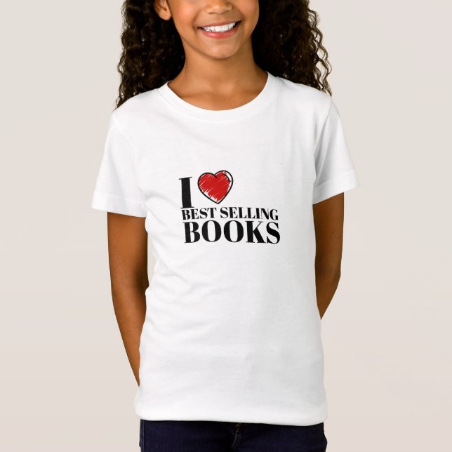 Camiseta Design Clássico de Leitor "Eu Amo Livros Mais Vend (Frente)