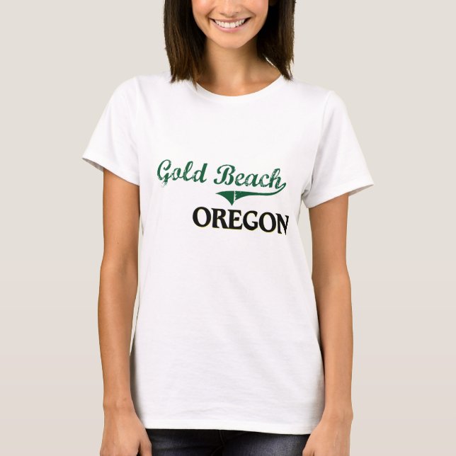 Camiseta Design clássico de Oregon da praia Dourado (Frente)