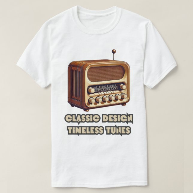 Camiseta Design Clássico, Tons de Eterno. Rádio Retro (Frente do Design)