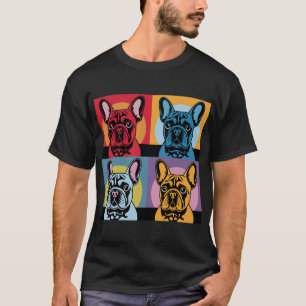Camiseta Design Colorido de Bulldogue Francês em Arte Pop p