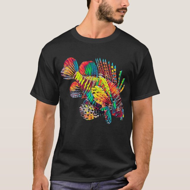 Camiseta Design colorido dos peixes do Lionfish (Frente)