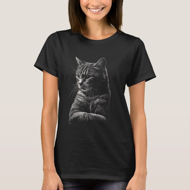 Camiseta Design Com Um Gato Nele Ew Pessoas Gato Engraçado  (Frente)