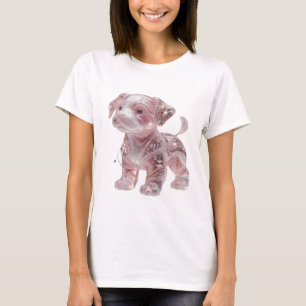 Camiseta Design Crisp Prateado CÃO GLITTER ROSA