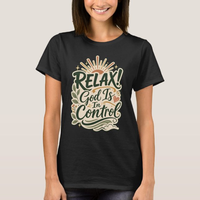 Camiseta Design Cristão de Fé - Deus Está no Controle (Frente)