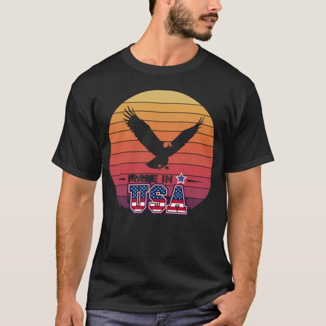 Camiseta Design da águia americana patriótica "Made in USA" (Frente)