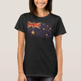 Camiseta Design da Austrália Bandeira Vintage Negro feminin