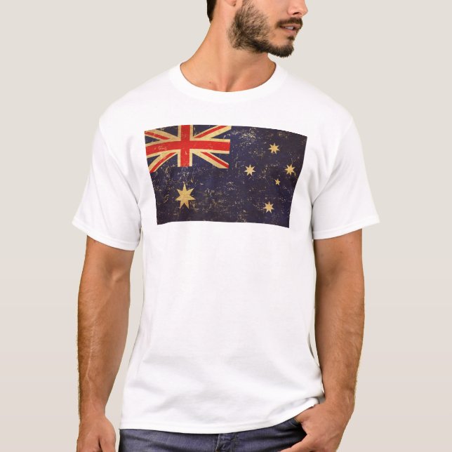 Camiseta Design da Austrália Flag Vintage White (Frente)