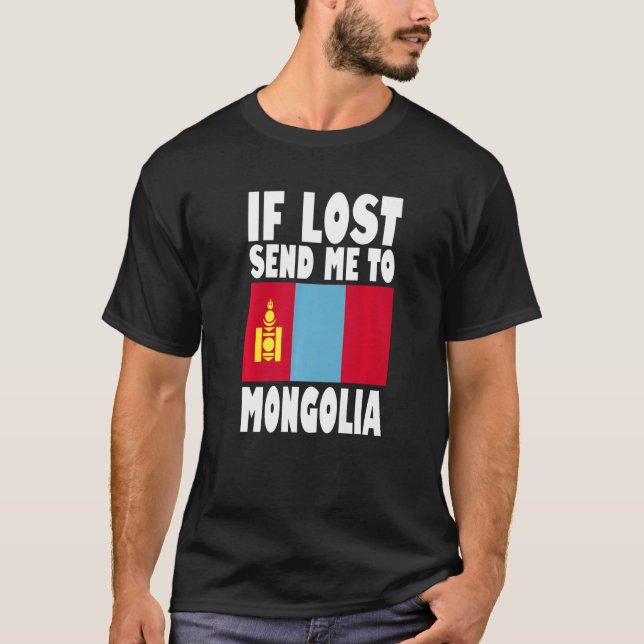 Camiseta Design da Bandeira da Mongólia Se perdido me envie (Frente)