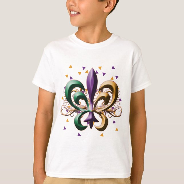 Camiseta Design da flor de lis do carnaval (Frente)