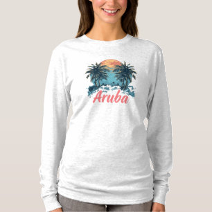 Camiseta Design da Ilha de Aruba (Versão 2) - Reserva Longa