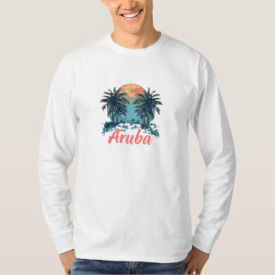 Camiseta Design da Ilha de Aruba (Versão 2) - Reserva Longa