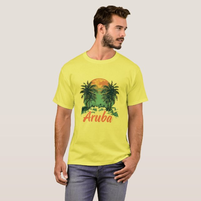 Camiseta Design da ilha de Aruba (Versão 2) - T-Sh básico m (Frente Completa)