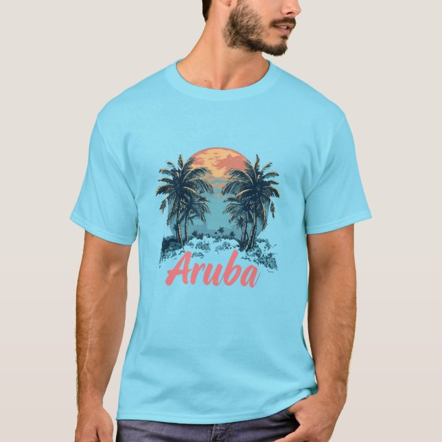 Camiseta Design da ilha de Aruba (Versão 2) - T-Sh básico m (Frente)