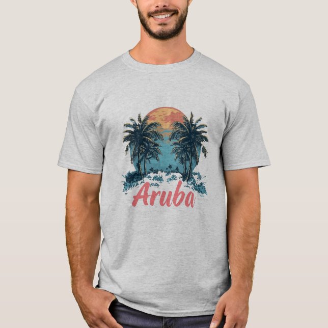 Camiseta Design da ilha de Aruba (Versão 2) - T-Sh básico m (Frente)