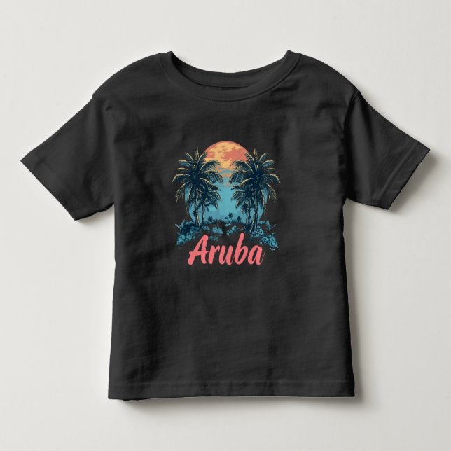 Camiseta Design da Ilha de Aruba (Versão 2) - Toddler Fine  (Frente)