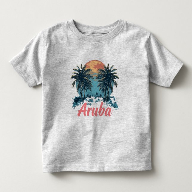 Camiseta Design da Ilha de Aruba (Versão 2) - Toddler Fine  (Frente)